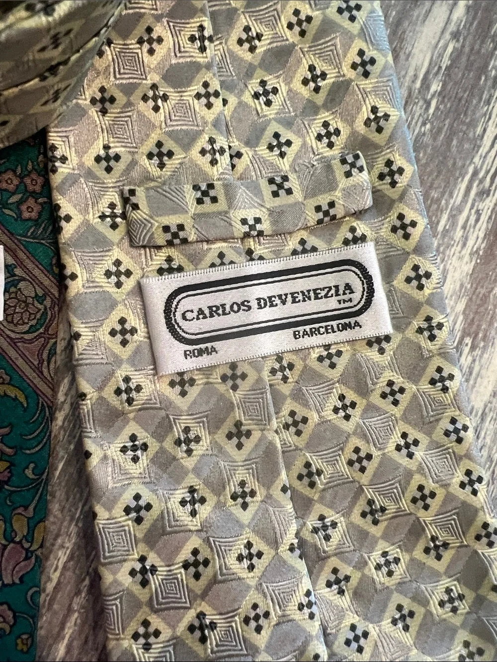 Set of 4 Men's Green Floral Silk Tie - Classic Pattern